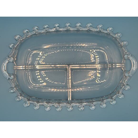 Vintage Heisey Lariat Pattern 3 Part Divided Crystal Glass Relish Celery Dish - Picture 7 of 9